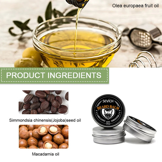Sevich Natural Beard Balm- Professional Conditioner Product-Beard Care -60g - Organic Moustache Wax or Beard Smooth Styling