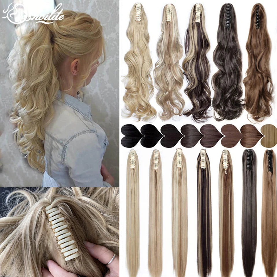 Synthetic 12-26inch Claw Clip On Ponytail Hair Extension -Ponytail Extension Hair For Women- Ponytail Hairpiece