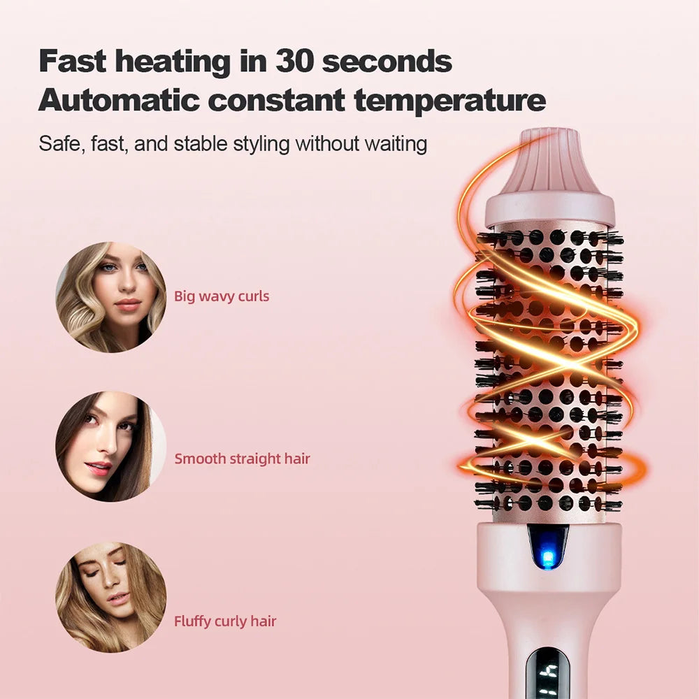 Hair Curler/ Straightener Electric Hair Comb, Hot Comb- Professional 6 Temperature Led Digital Display Anti-Scald Curling Iron