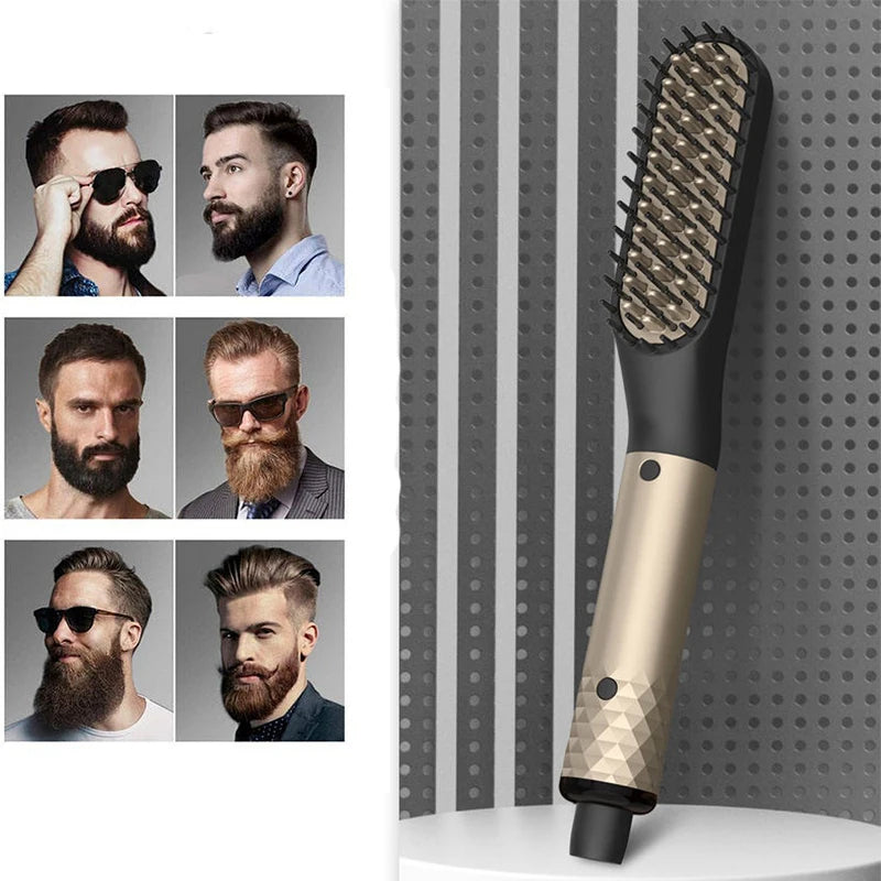 Professional Mini Ceramic Brush Straightener for Beards/ Beard Straightening Comb/ Beard Hair Brush/ Men 's Hair Straightener Comb for Beards