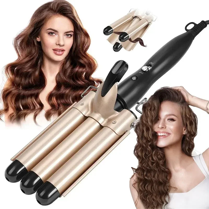 Professional Hair Curling Iron- Ceramic Triple Barrel Hair Curler- Hair Wave Styling Tool