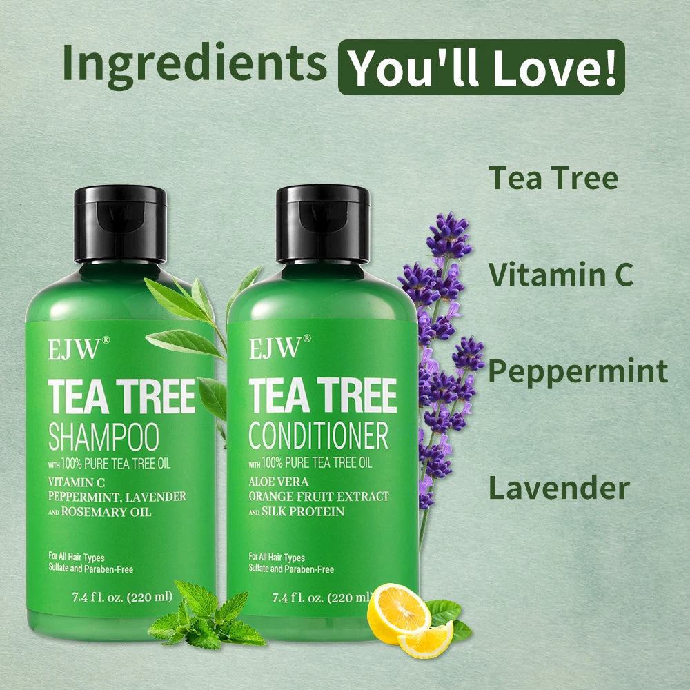 Tea Tree Oil Shampoo and Conditioner Set| Refreshes Scalp, Soothes,Cleanses Buildup, Clarifying for Oily Hair|Pure Tea Tree