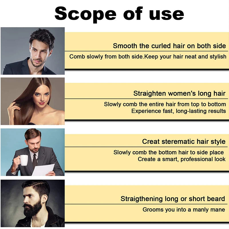 Professional Mini Ceramic Brush Straightener for Beards/ Beard Straightening Comb/ Beard Hair Brush/ Men 's Hair Straightener Comb for Beards