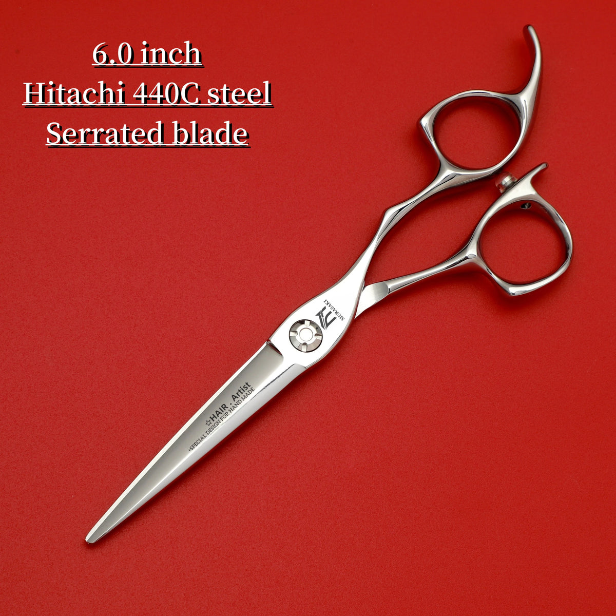 MURASAKI Professional Barber Scissors,6.0 Inch Japanese 440C Steel Hairdressing Scissors,Salon High-Quality Hair Cutting Tools