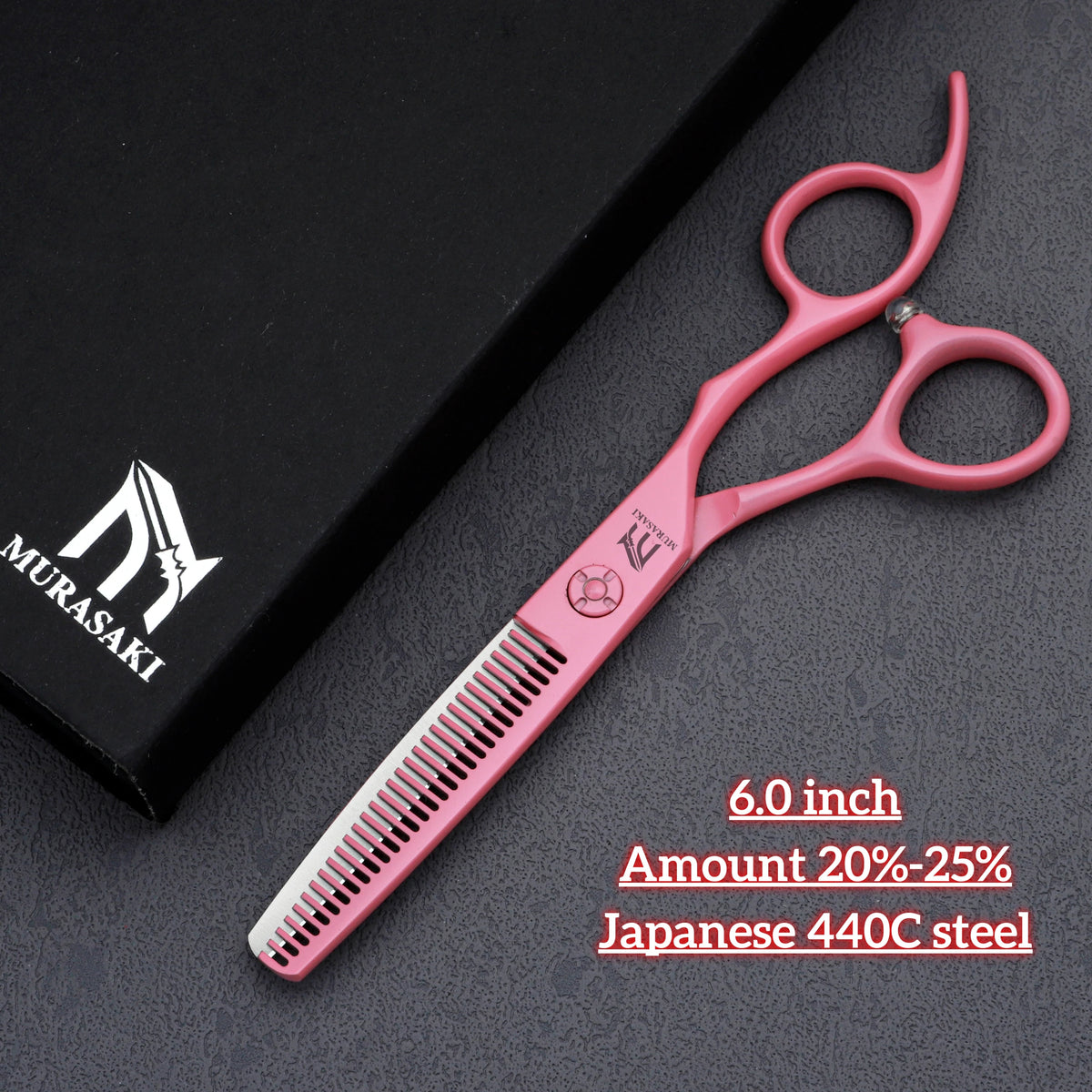MURASAKI Professional Barber Scissors,6.0 Inch Japanese 440C Steel Hairdressing Scissors,Salon High-Quality Hair Cutting Tools