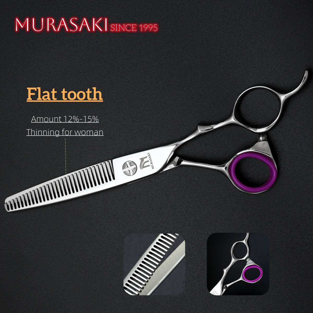 MURASAKI Professional Barber Scissors,6.0 Inch Japanese 440C Steel Hairdressing Scissors,Salon High-Quality Hair Cutting Tools