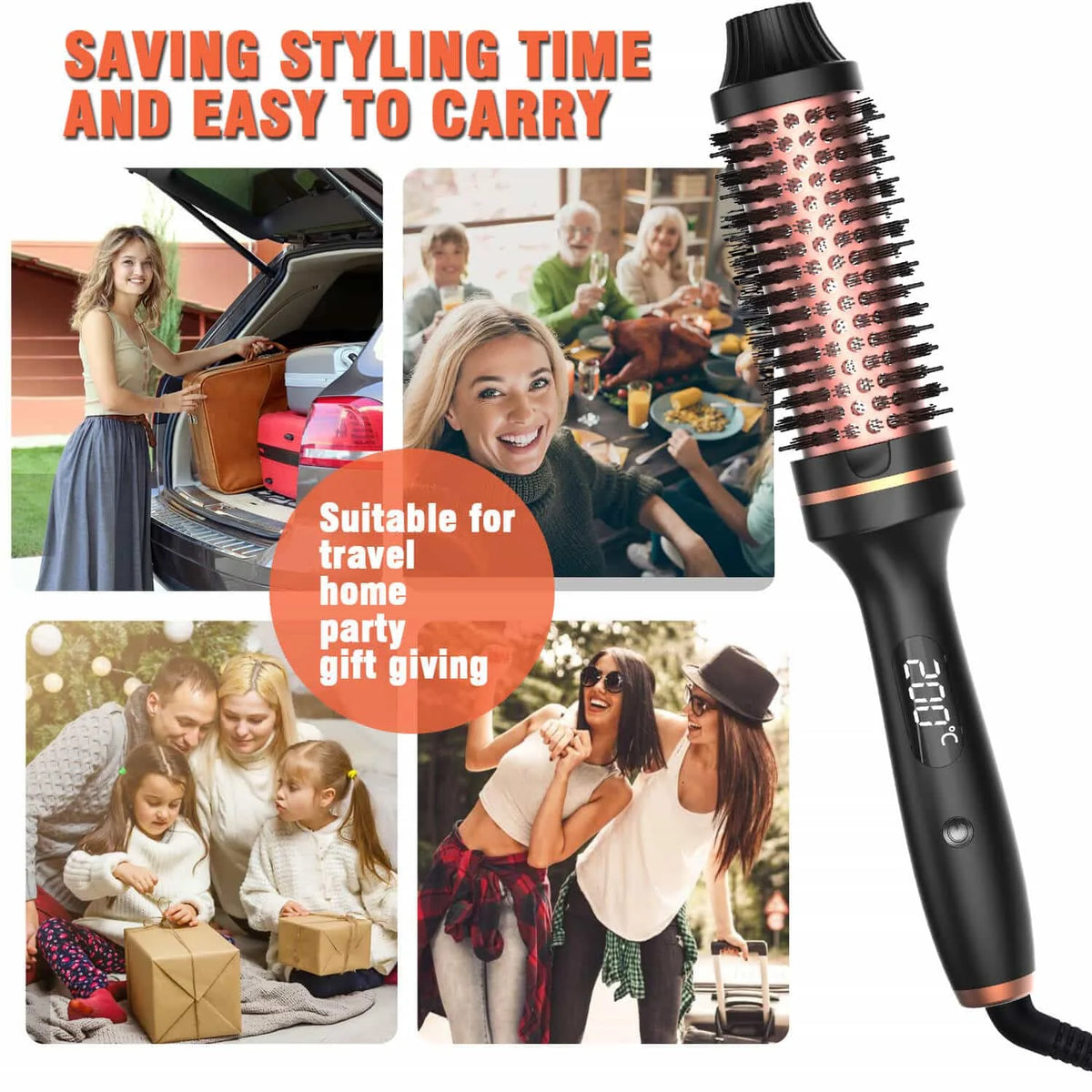 Thermal Brush Styling Comb/ Electric Fast Heating/ Anti Scald/ 3 in 1 Straightener/ Heated Professional Hair Styling Brush
