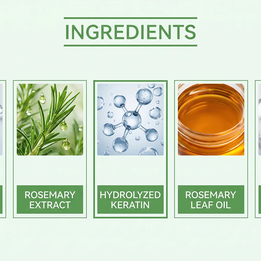 Rosemary Hair Set- Shampoo, Conditioner, Oil -Nourishing, Smoothing, Hydrating Silky Shine- 3pcs Daily Care