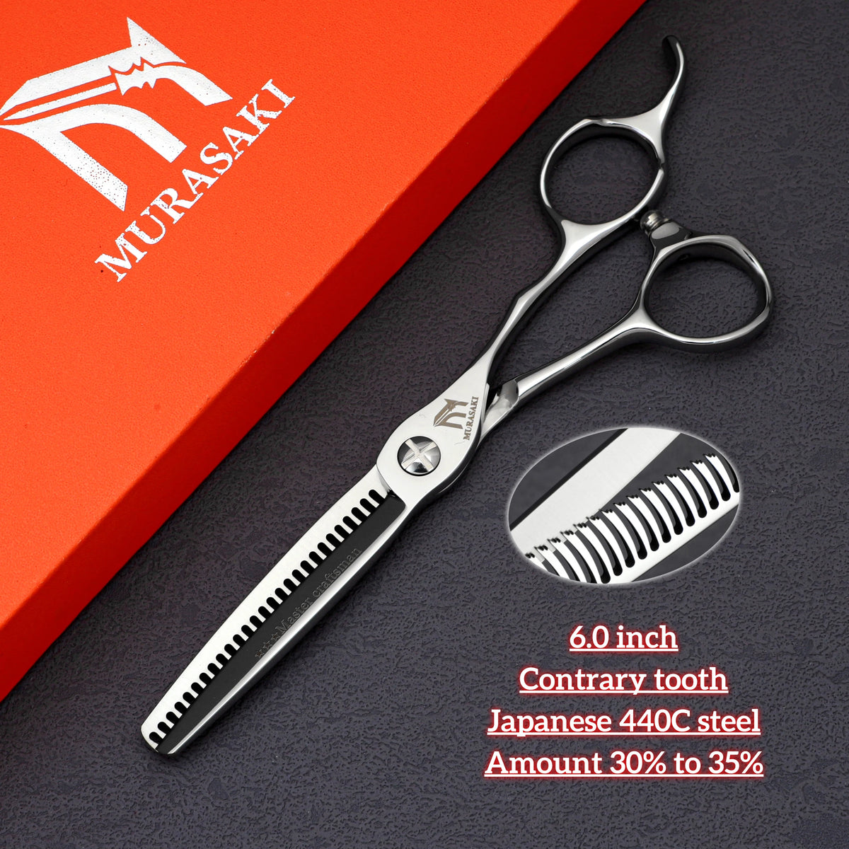 MURASAKI Professional Barber Scissors,6.0 Inch Japanese 440C Steel Hairdressing Scissors,Salon High-Quality Hair Cutting Tools