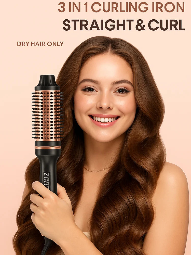 Thermal Brush Styling Comb/ Electric Fast Heating/ Anti Scald/ 3 in 1 Straightener/ Heated Professional Hair Styling Brush