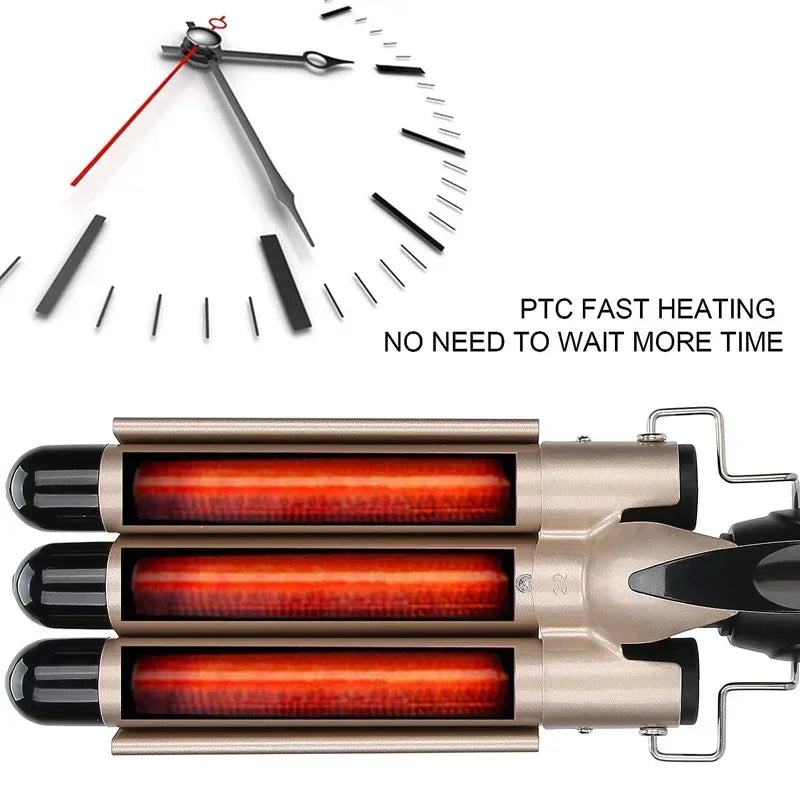 Professional Hair Curling Iron- Ceramic Triple Barrel Hair Curler- Hair Wave Styling Tool