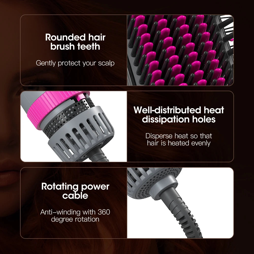 Kinsei Beauty Dryer and Straightening Brush 2 IN 1 Hair Brush Hair Dryer Hot Air Brush Ceramic Anti-ironing Blower Styling Tool