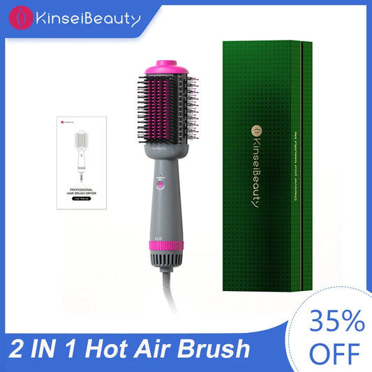Kinsei Beauty Dryer and Straightening Brush 2 IN 1 Hair Brush Hair Dryer Hot Air Brush Ceramic Anti-ironing Blower Styling Tool