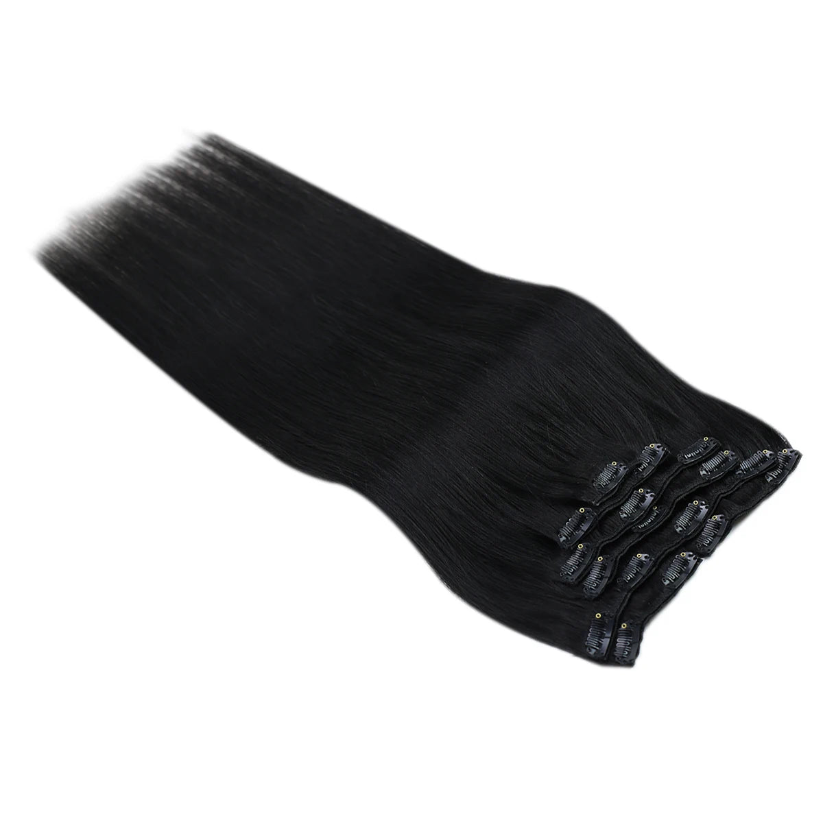 VeSunny Clip in Hair Extensions Human Hair Double Weft Remy Wigs 7pcs Clip on Extensions Dark Brown Blonde 100g Brazilian Hair