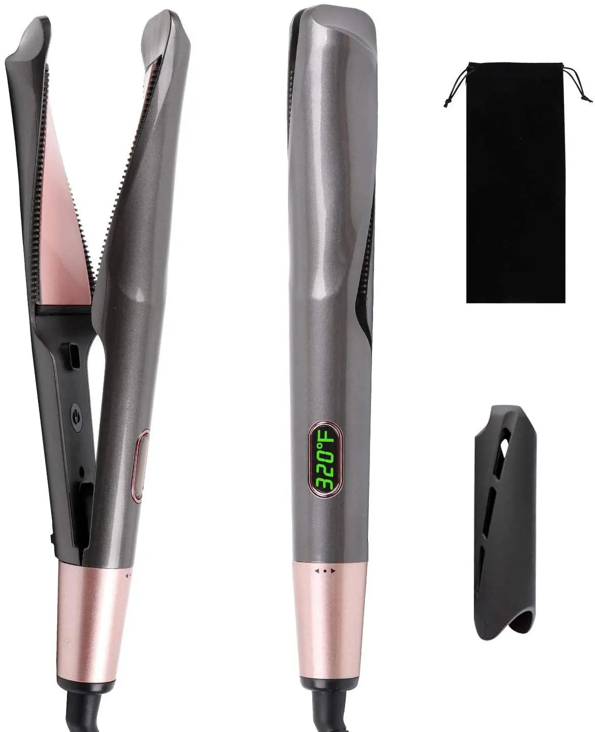 2 in 1 Pro Gold Titanium Flat Iron Twist Hair Curler & Straightener Iron Anti-Frizz For Hair Straightening and Curling/ Styling Tool