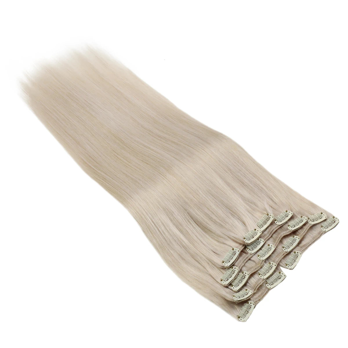VeSunny Clip in Hair Extensions Human Hair Double Weft Remy Wigs 7pcs Clip on Extensions Dark Brown Blonde 100g Brazilian Hair