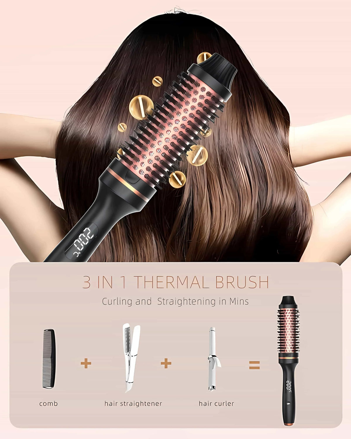 Thermal Brush Styling Comb/ Electric Fast Heating/ Anti Scald/ 3 in 1 Straightener/ Heated Professional Hair Styling Brush