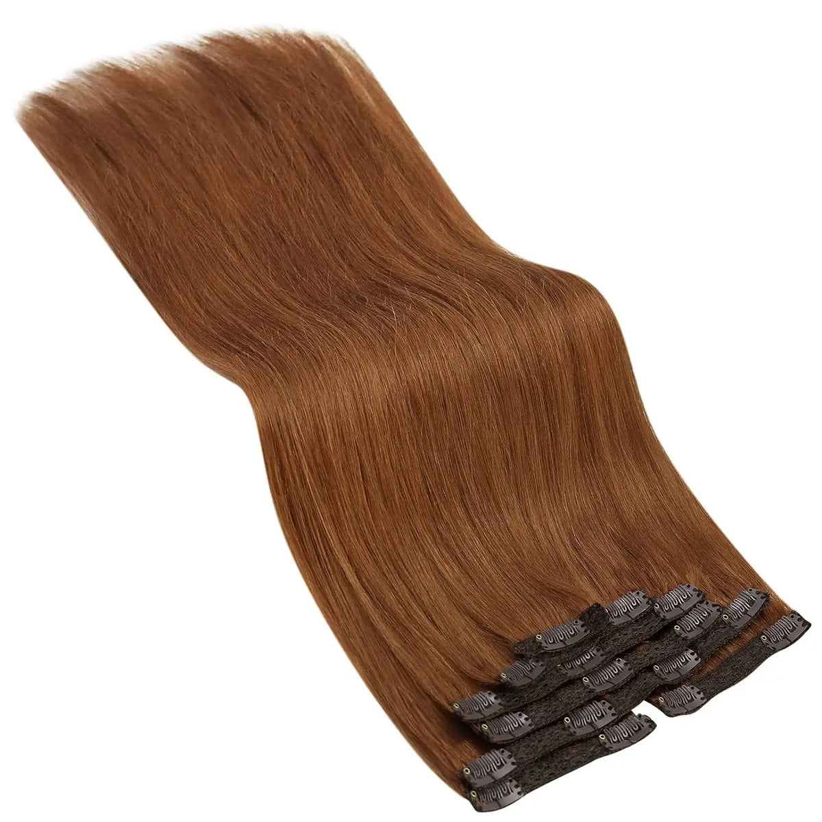 VeSunny Clip in Hair Extensions Human Hair Double Weft Remy Wigs 7pcs Clip on Extensions Dark Brown Blonde 100g Brazilian Hair