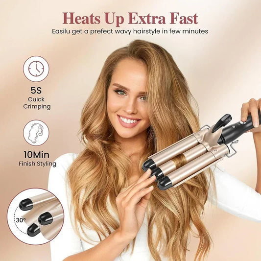 Professional Hair Curling Iron- Ceramic Triple Barrel Hair Curler- Hair Wave Styling Tool