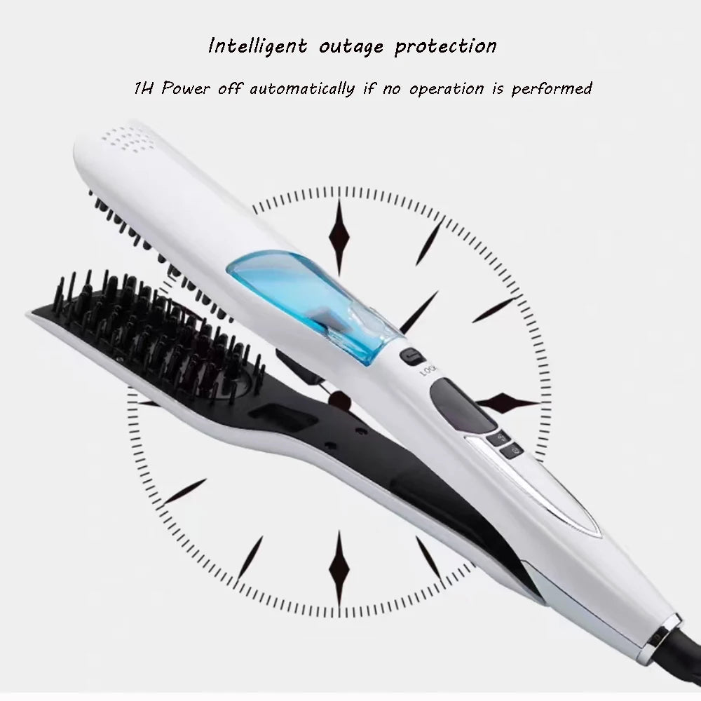 Steam Hair Straightener Brush/ Anti-scald /Negative Ion Hair Care /Ceramic Wide Hair Curling Flat Plates/ Lcd Display Hot Comb
