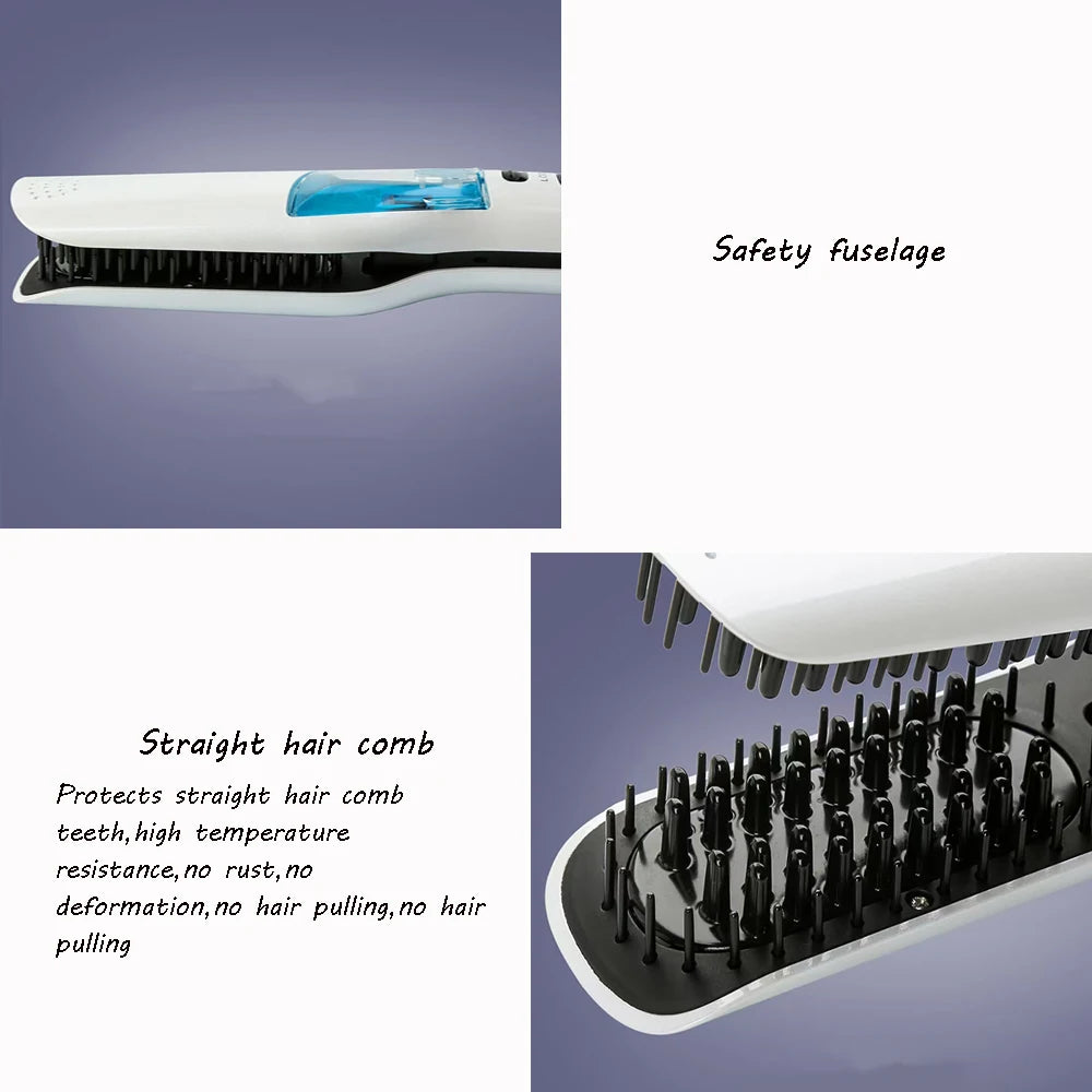 Steam Hair Straightener Brush/ Anti-scald /Negative Ion Hair Care /Ceramic Wide Hair Curling Flat Plates/ Lcd Display Hot Comb