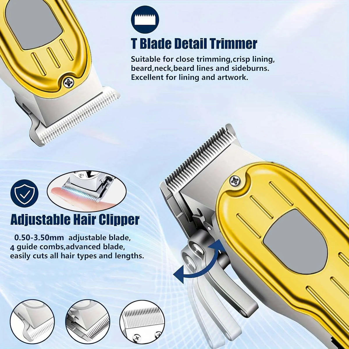 Hair Clippers Set for Men, Cordless Hair Clipper Shaver Beard Trimmer, Hair Cutting for Men, Holiday Gift for Him