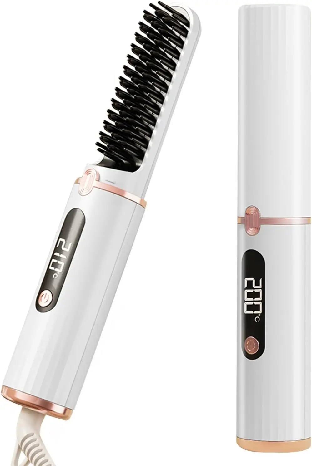New Hair Straightening Brush 4 Temp Settings,Ceramic Heated Hot Brush Portable Straightener Comb Negative Ion Styling Tool