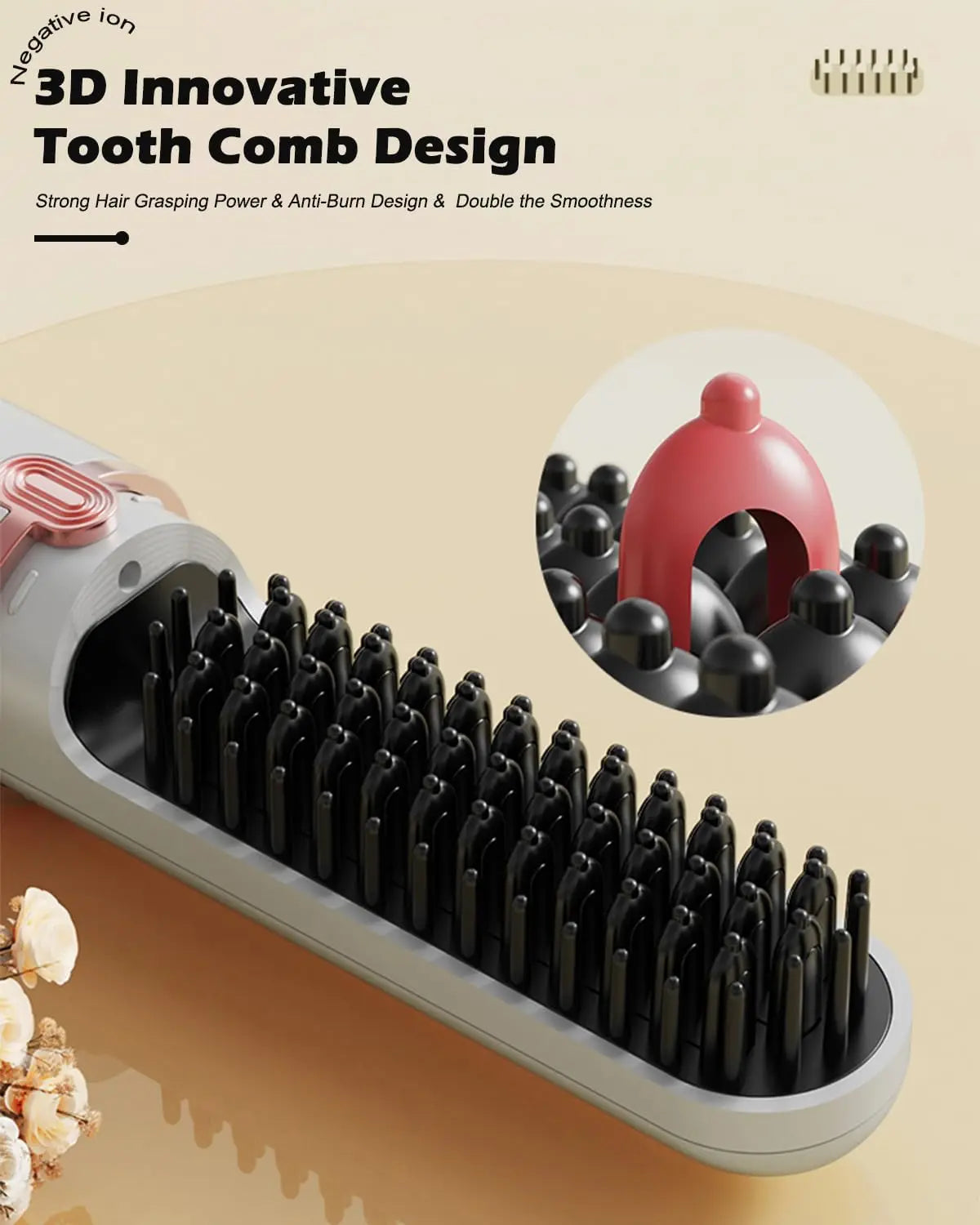 New Hair Straightening Brush 4 Temp Settings,Ceramic Heated Hot Brush Portable Straightener Comb Negative Ion Styling Tool