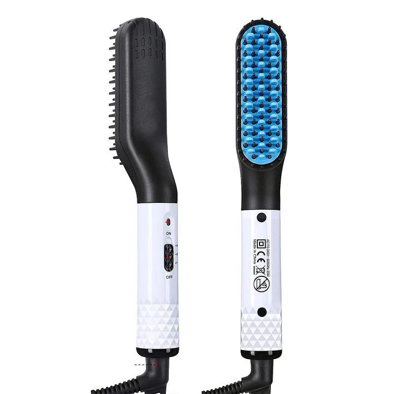 Professional Mini Ceramic Brush Straightener for Beards/ Beard Straightening Comb/ Beard Hair Brush/ Men 's Hair Straightener Comb for Beards