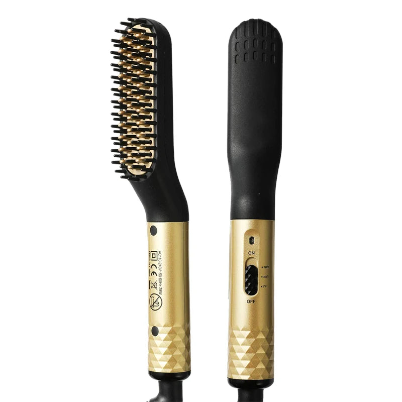 Professional Mini Ceramic Brush Straightener for Beards/ Beard Straightening Comb/ Beard Hair Brush/ Men 's Hair Straightener Comb for Beards