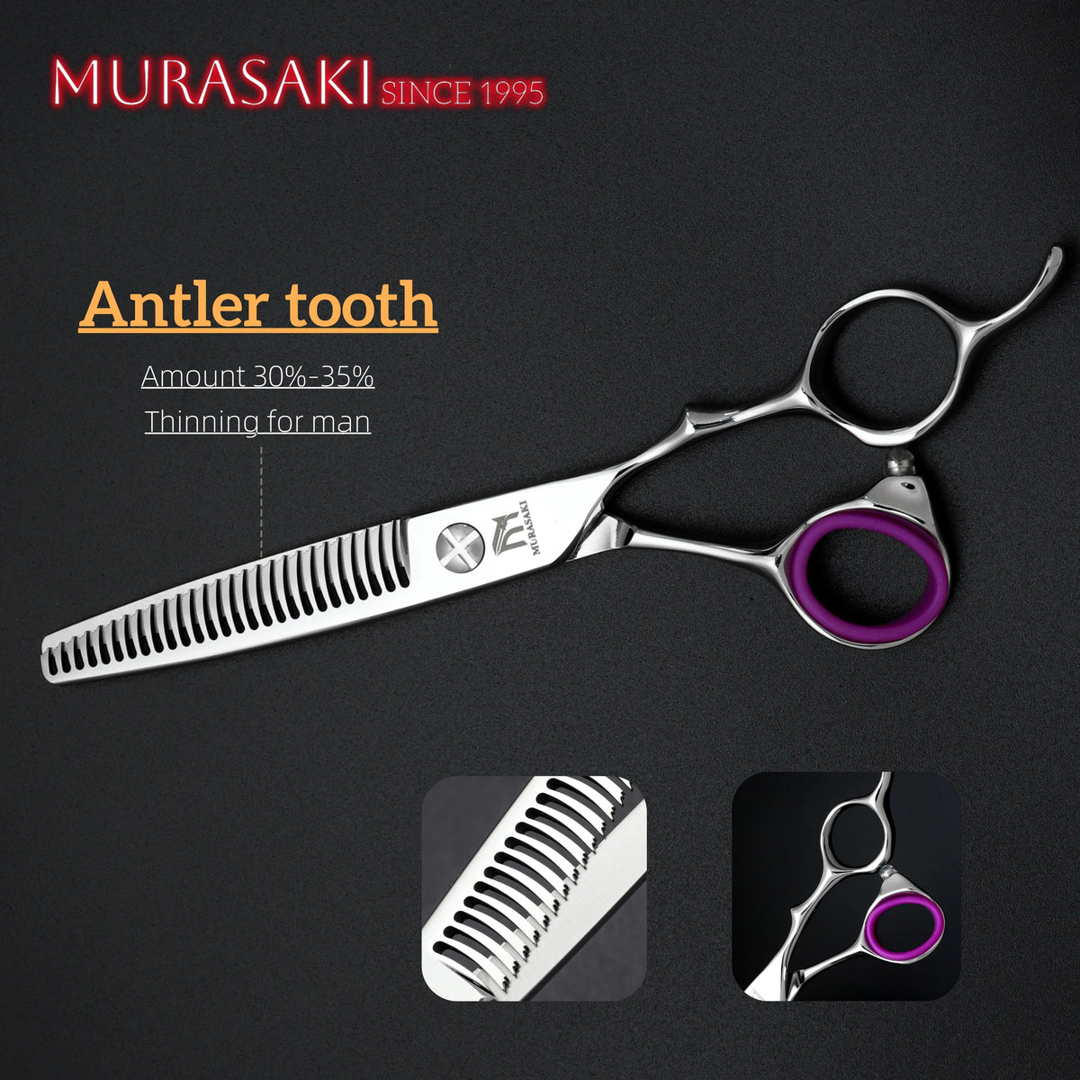 MURASAKI Professional Barber Scissors，6.0 Inch Japanese 440C Steel Hairdressing Scissors，Salon High-Quality Hair Cutting Tools