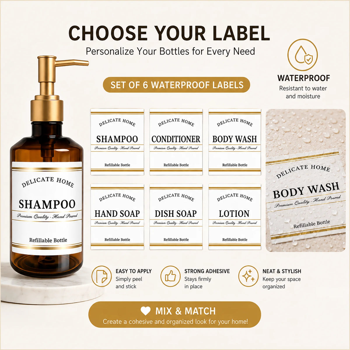 Shampoo Conditioner Dispenser -Amber Plastic Pump Bottles for Bathroom Shower -500ml Refillable Bottles for Shampoo Body Wash and Conditioner    each sold seperately
