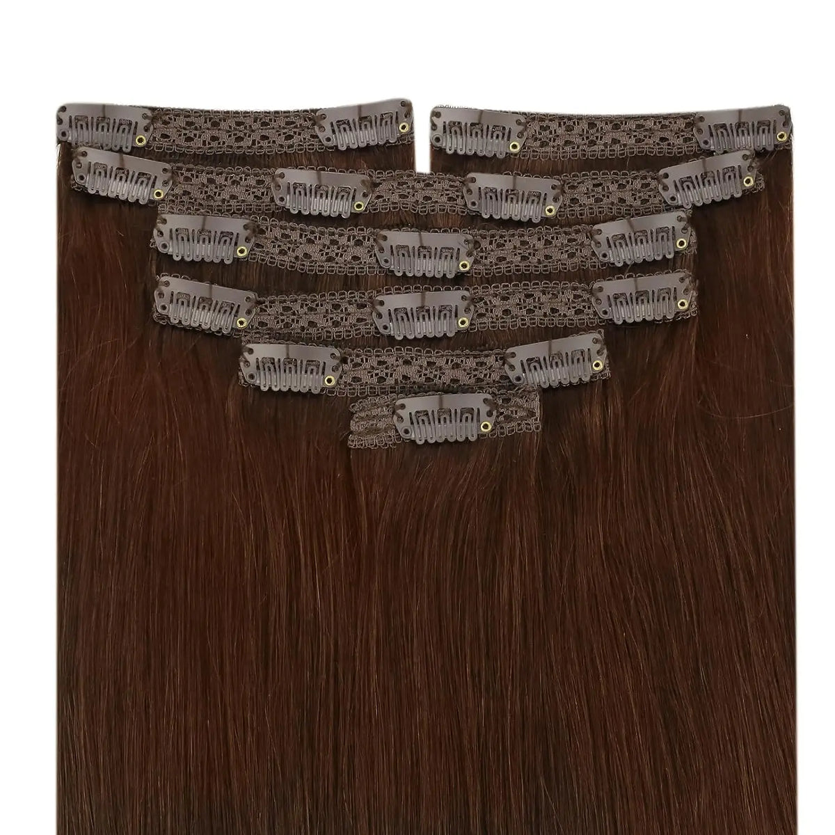 VeSunny Clip in Hair Extensions Human Hair Double Weft Remy Wigs 7pcs Clip on Extensions Dark Brown Blonde 100g Brazilian Hair