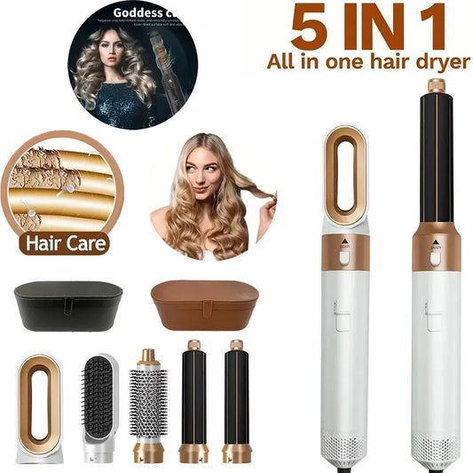 5 in 1 Hair Dryer /Brush /Hot Comb Set/ Professional Curling Iron/ Hair Straightener/ Styling Tool For Professional Hair Styling At Home