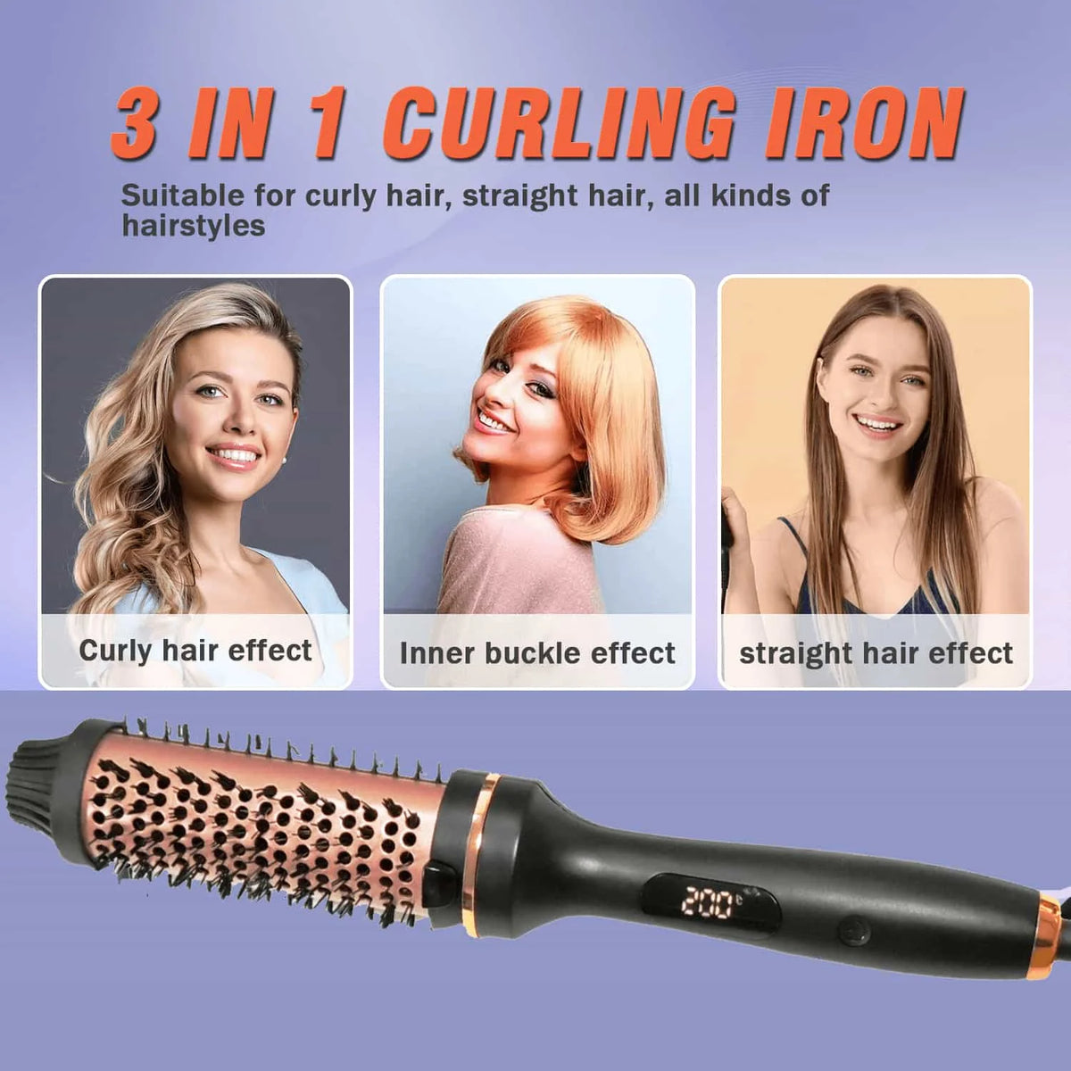 Thermal Brush Styling Comb/ Electric Fast Heating/ Anti Scald/ 3 in 1 Straightener/ Heated Professional Hair Styling Brush