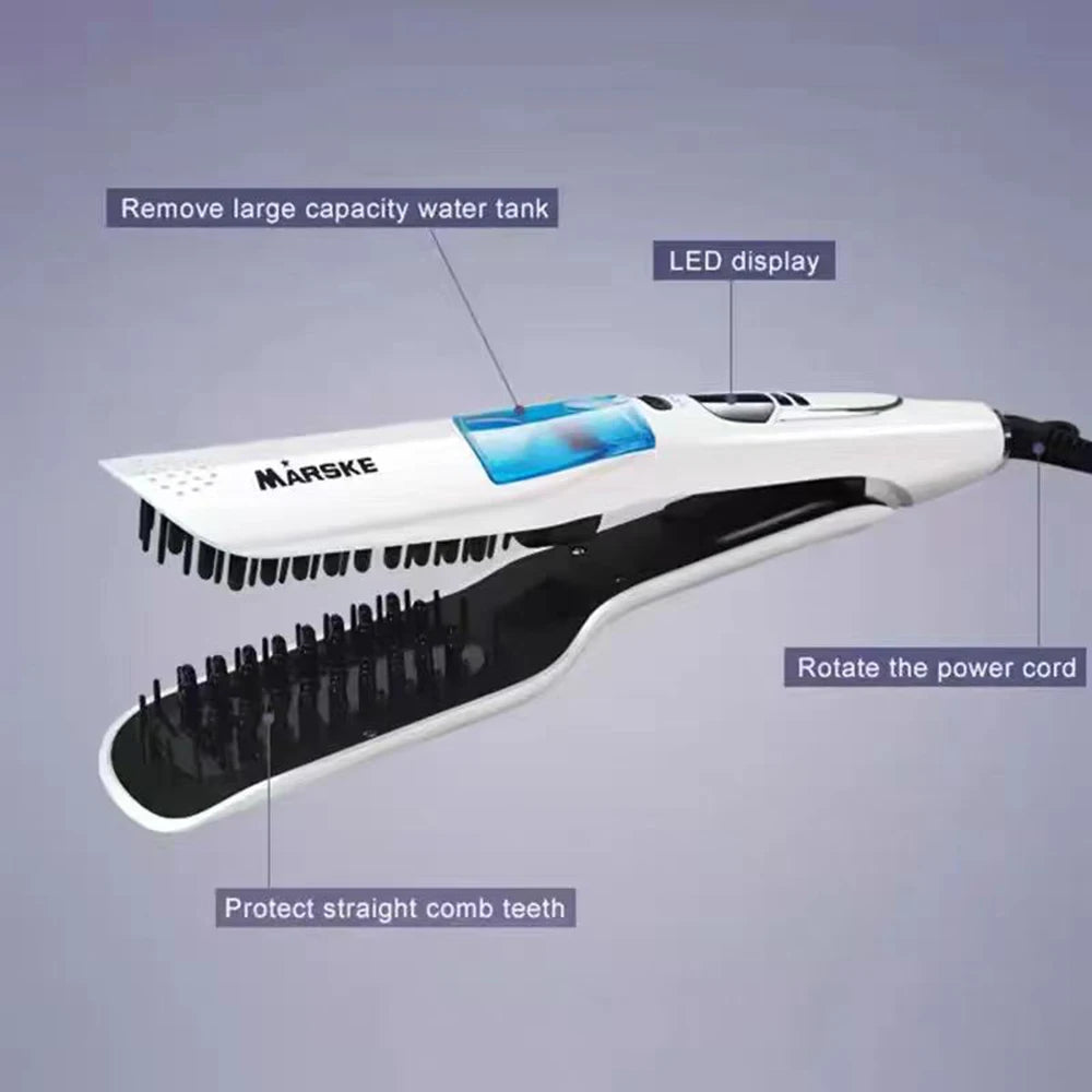 Steam Hair Straightener Brush/ Anti-scald /Negative Ion Hair Care /Ceramic Wide Hair Curling Flat Plates/ Lcd Display Hot Comb