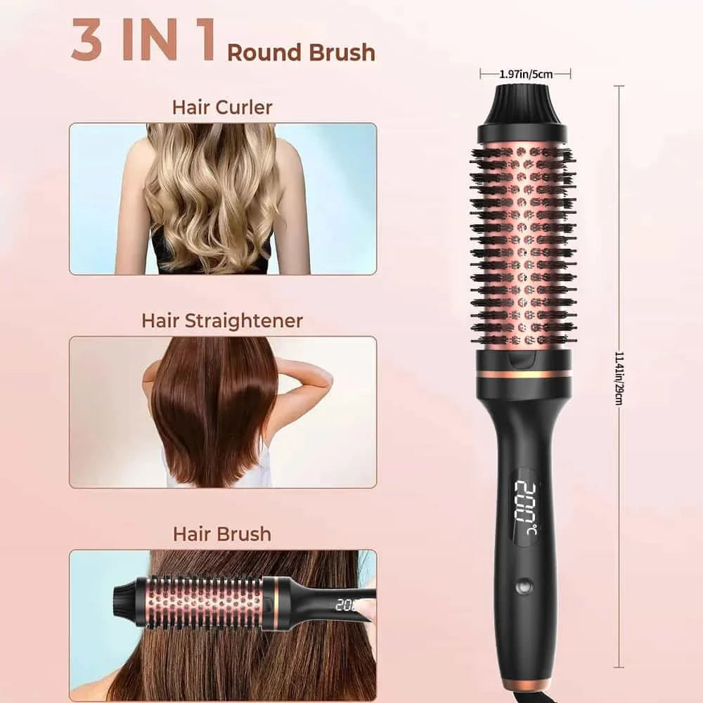 Thermal Brush Styling Comb/ Electric Fast Heating/ Anti Scald/ 3 in 1 Straightener/ Heated Professional Hair Styling Brush