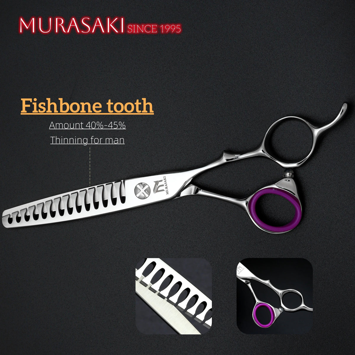 MURASAKI Professional Barber Scissors，6.0 Inch Japanese 440C Steel Hairdressing Scissors，Salon High-Quality Hair Cutting Tools
