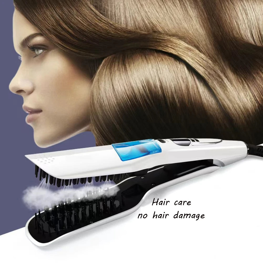 Steam Hair Straightener Brush/ Anti-scald /Negative Ion Hair Care /Ceramic Wide Hair Curling Flat Plates/ Lcd Display Hot Comb