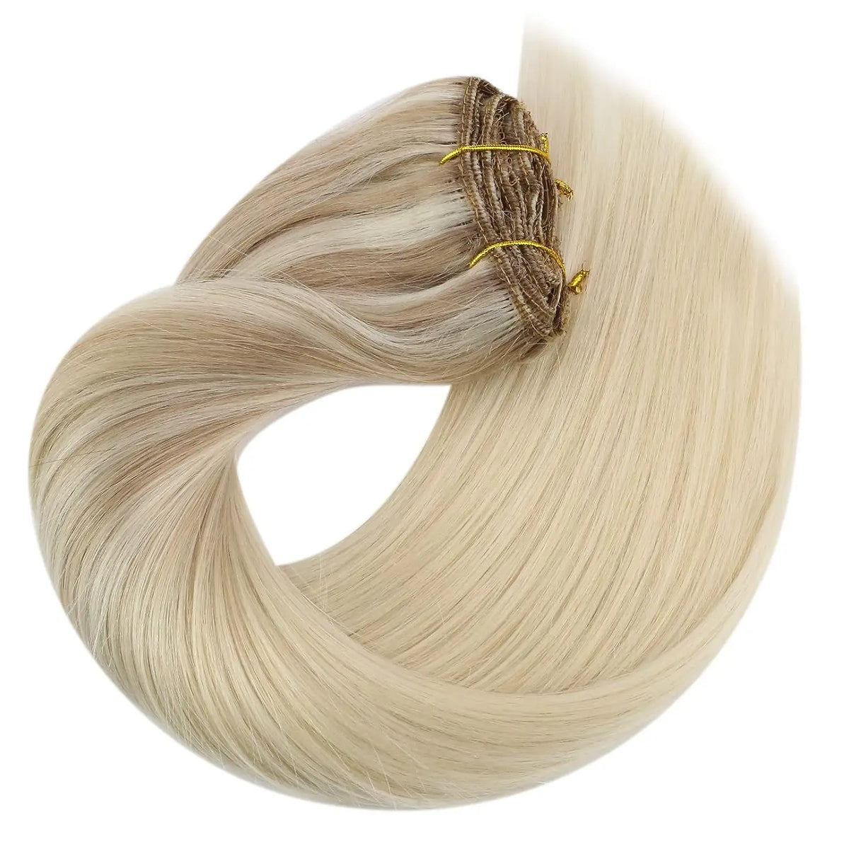 VeSunny Clip in Hair Extensions Human Hair Double Weft Remy Wigs 7pcs Clip on Extensions Dark Brown Blonde 100g Brazilian Hair