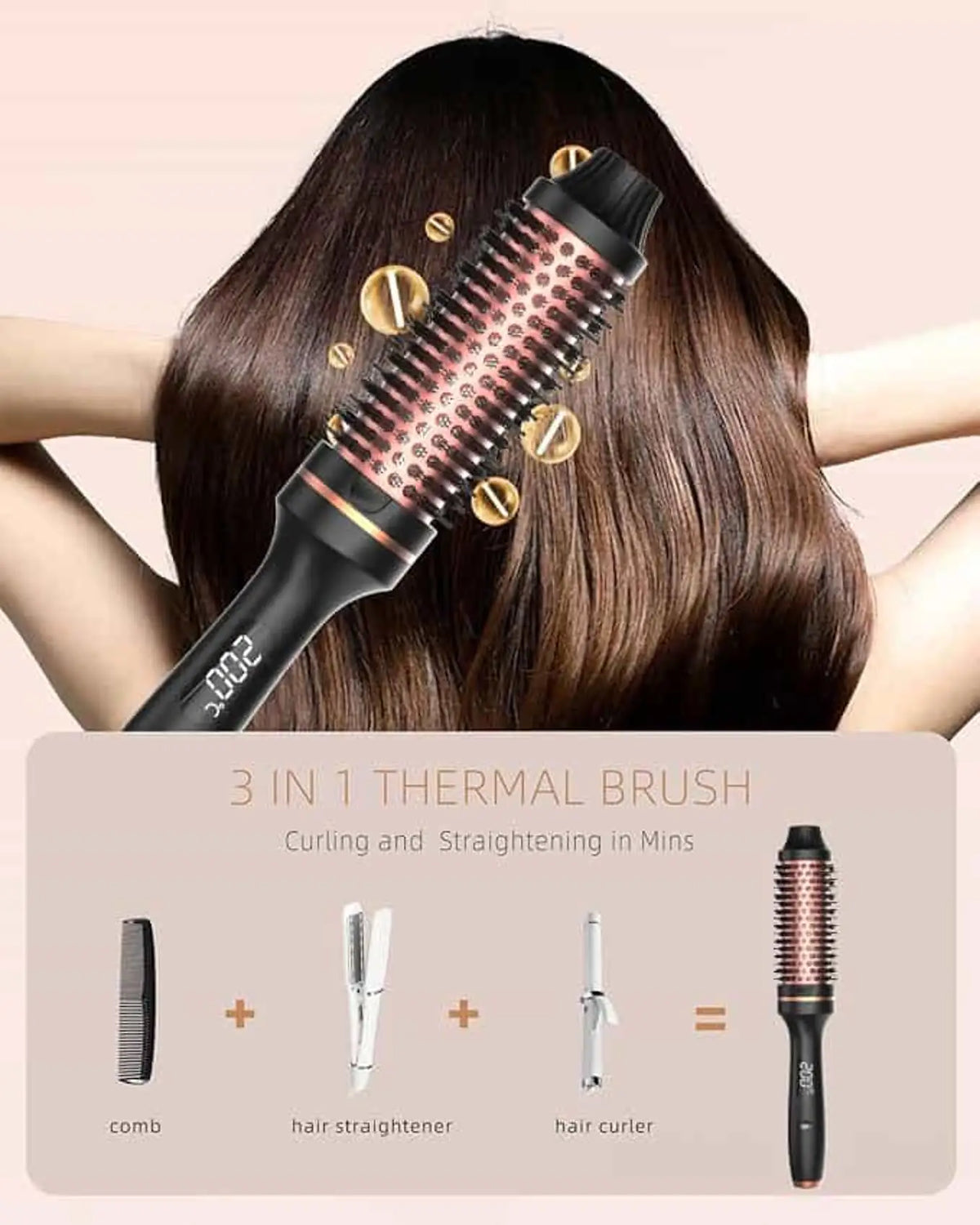 Thermal Brush Styling Comb/ Electric Fast Heating/ Anti Scald/ 3 in 1 Straightener/ Heated Professional Hair Styling Brush