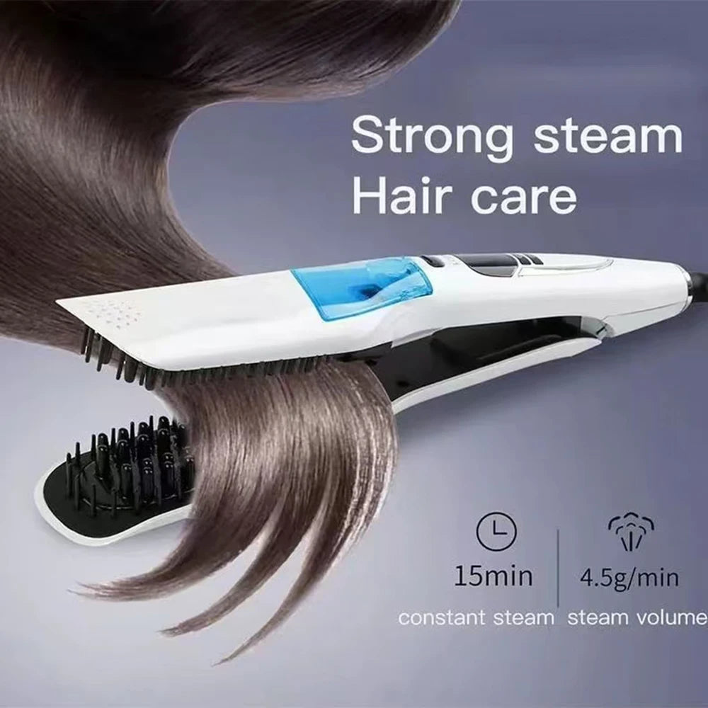Steam Hair Straightener Brush/ Anti-scald /Negative Ion Hair Care /Ceramic Wide Hair Curling Flat Plates/ Lcd Display Hot Comb